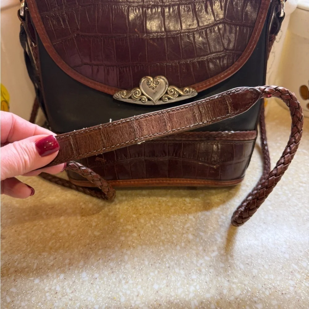 Vintage Brighton Brown and Black Croc-Embossed Purse Small 2 tone Bag